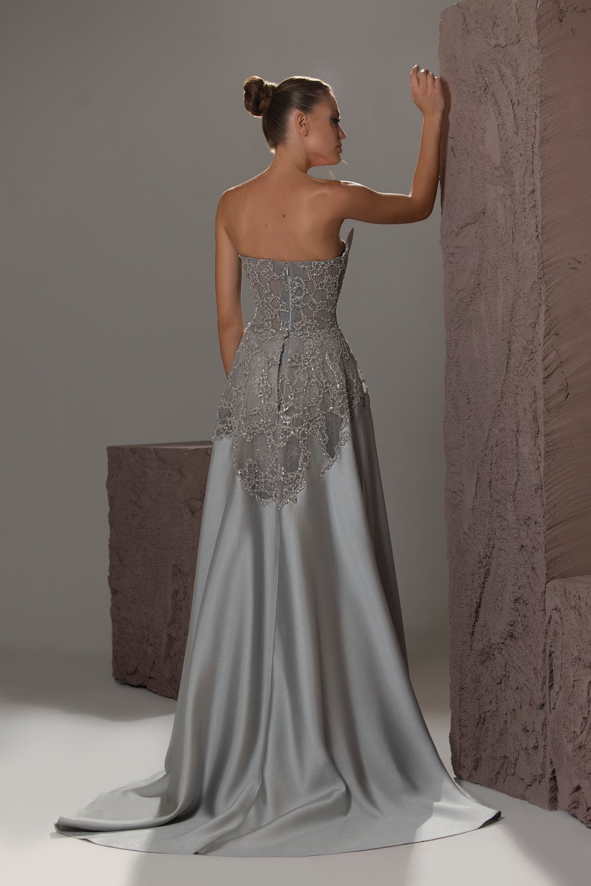 Strapless Crystal Lattice Gown