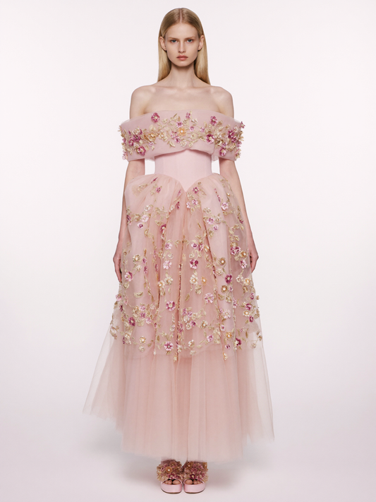 Off-Shoulder Basque Waist Gown