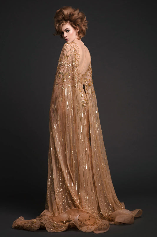 Cape Sleeves Long Dress