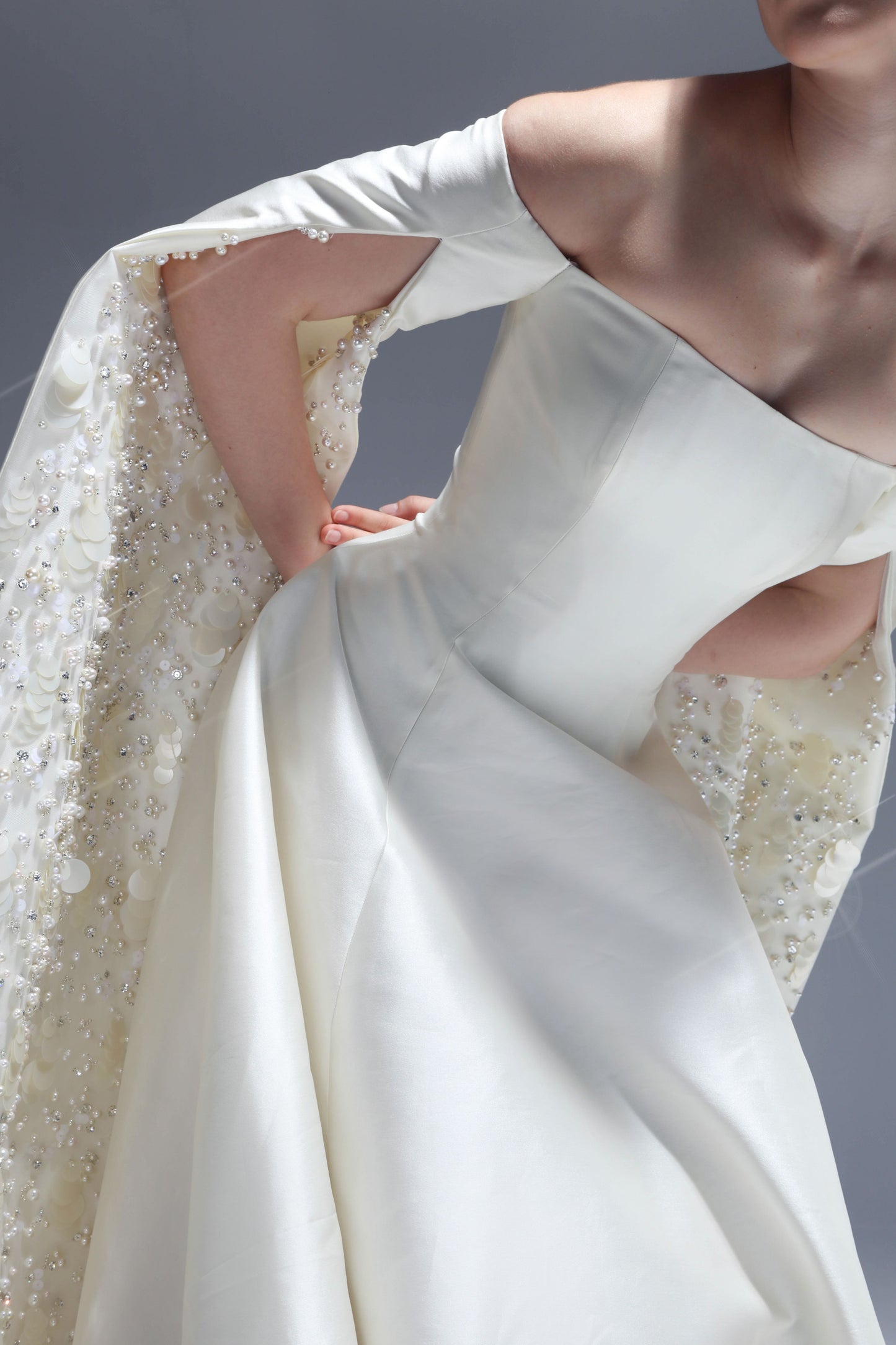 Off-Shoulder Cape Sleeve Gown