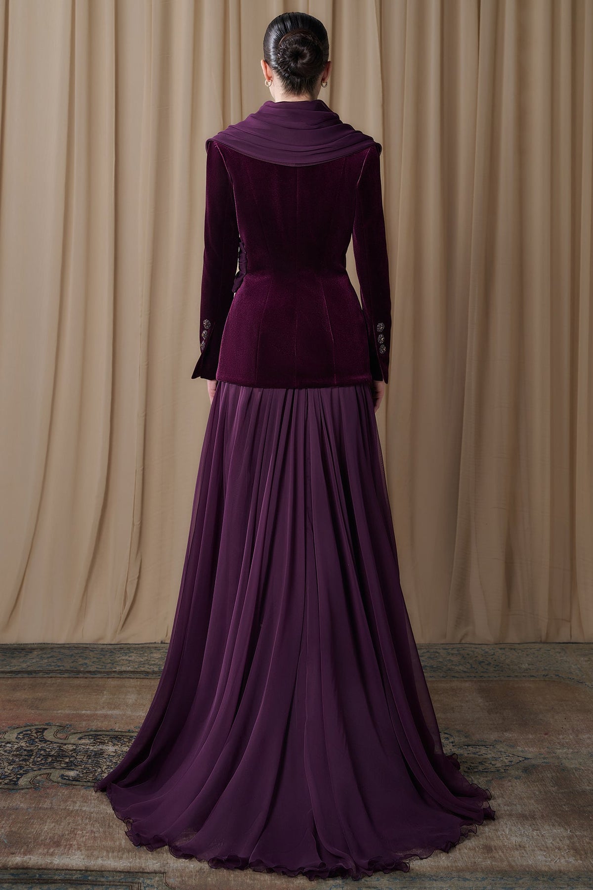 Velvet Jacket Skirt Set