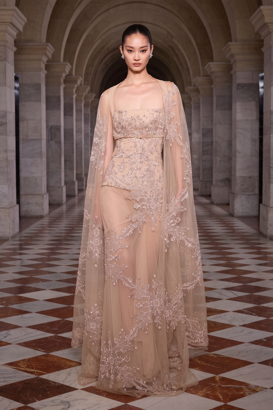 Cape Shoulder Gown