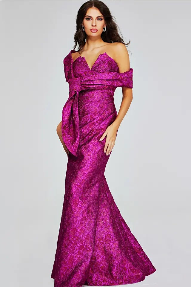 Strapless Printed Gown