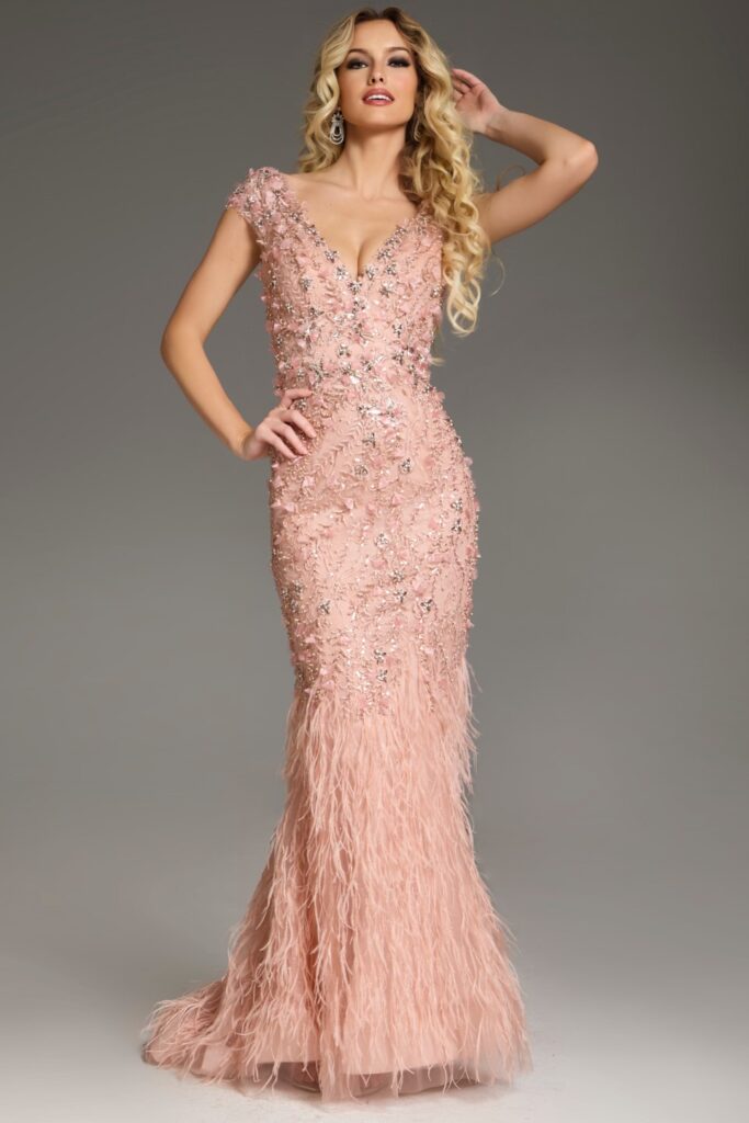 Cap Sleeve Embellished Gown