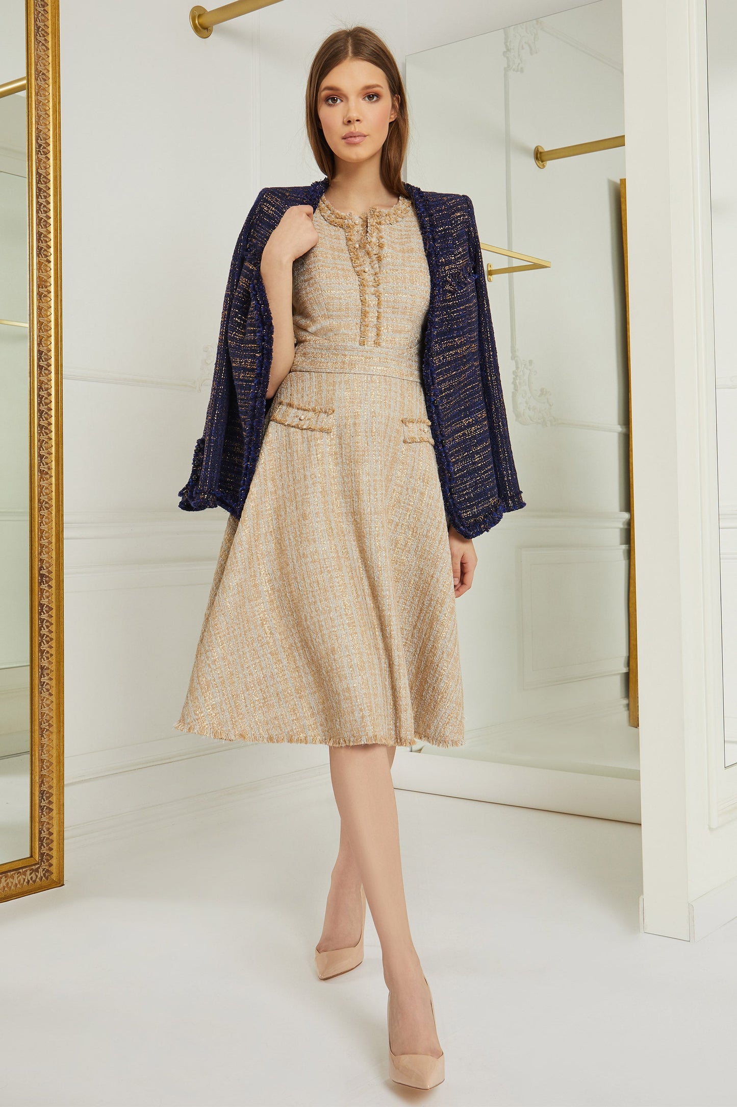 French Tweed Short Sleeve Dress and Jacket