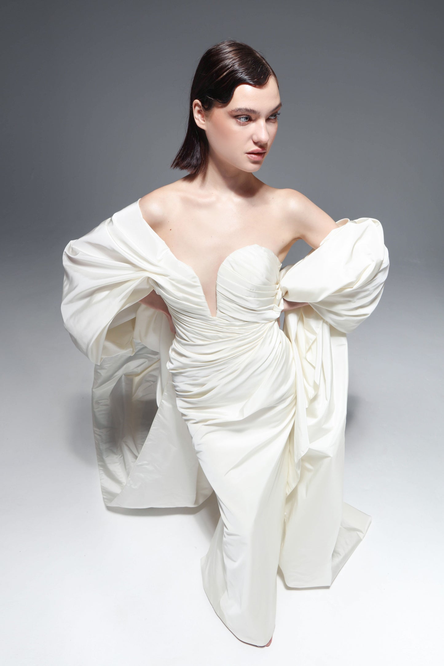 Asymmetrical Ruched Gown