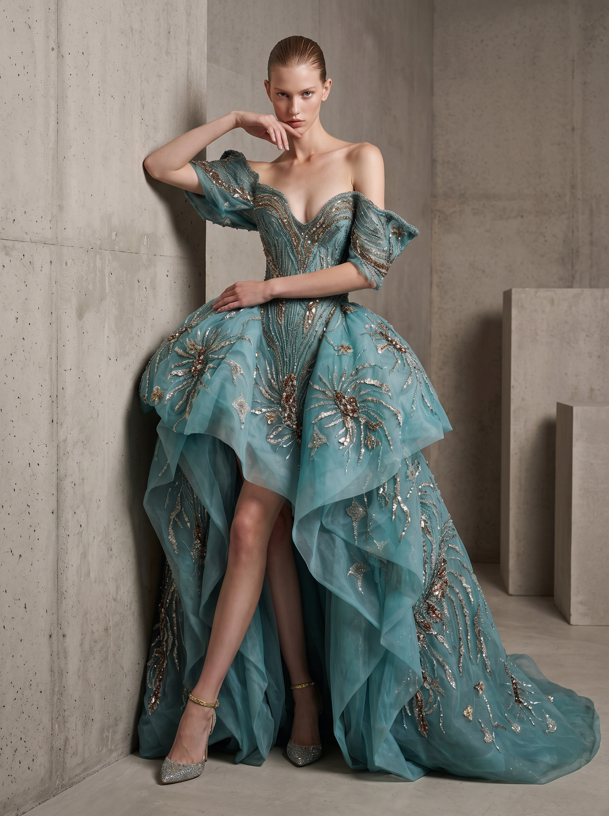 Off-Shoulder Evening Gown