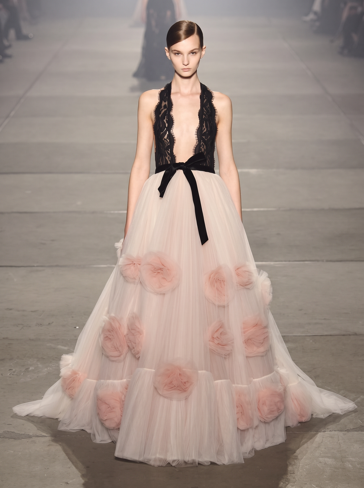 Lace Halter-Neck Floral Gown
