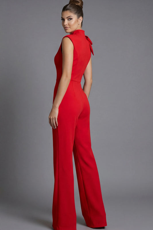 Sleeveless Ruffle Detail Wide Leg Jumpsuit