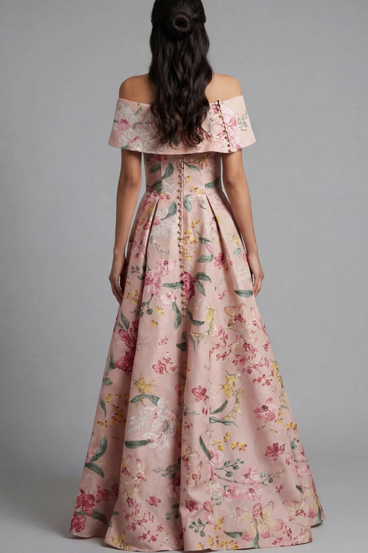 Off Shoulder Floral Ball Gown