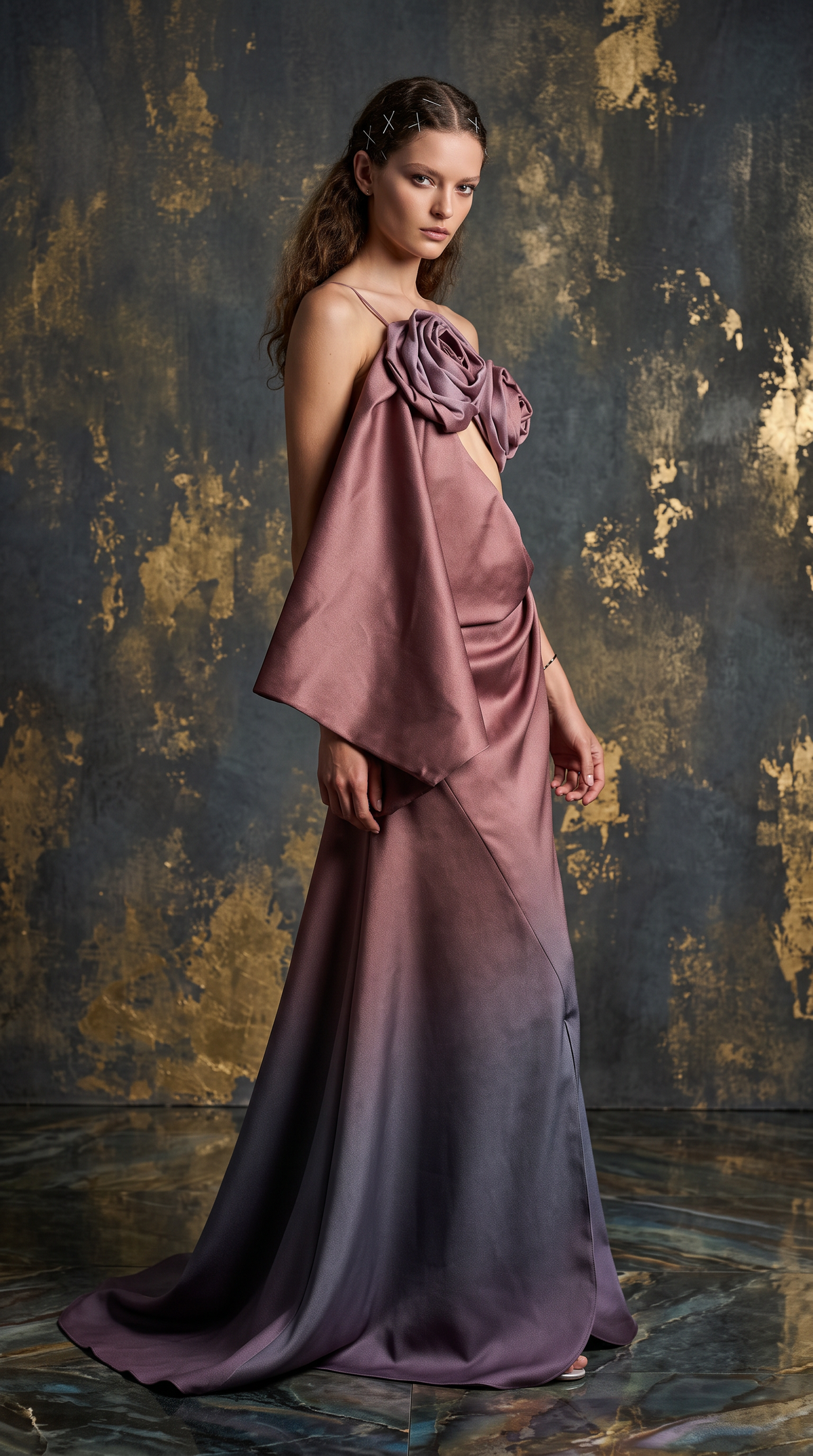 One-Shoulder Fluid Draped Gown
