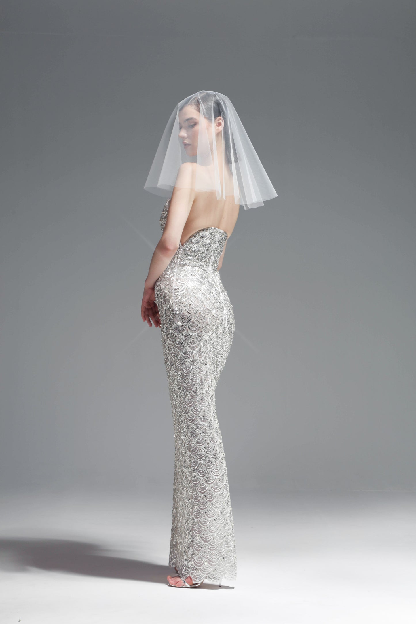 Strapless Hand-Beaded Gown