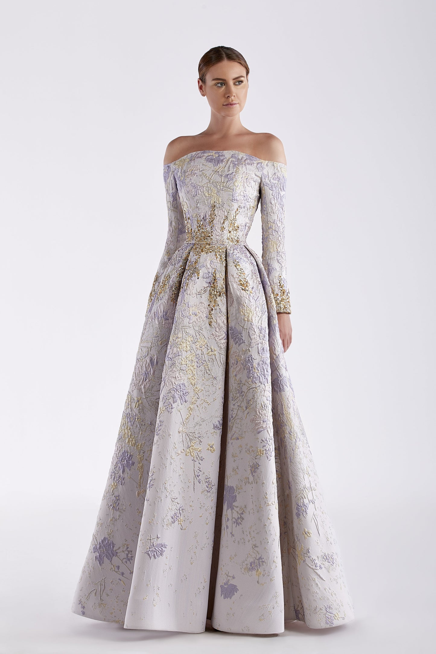 Off Shoulder Embroidered Gown