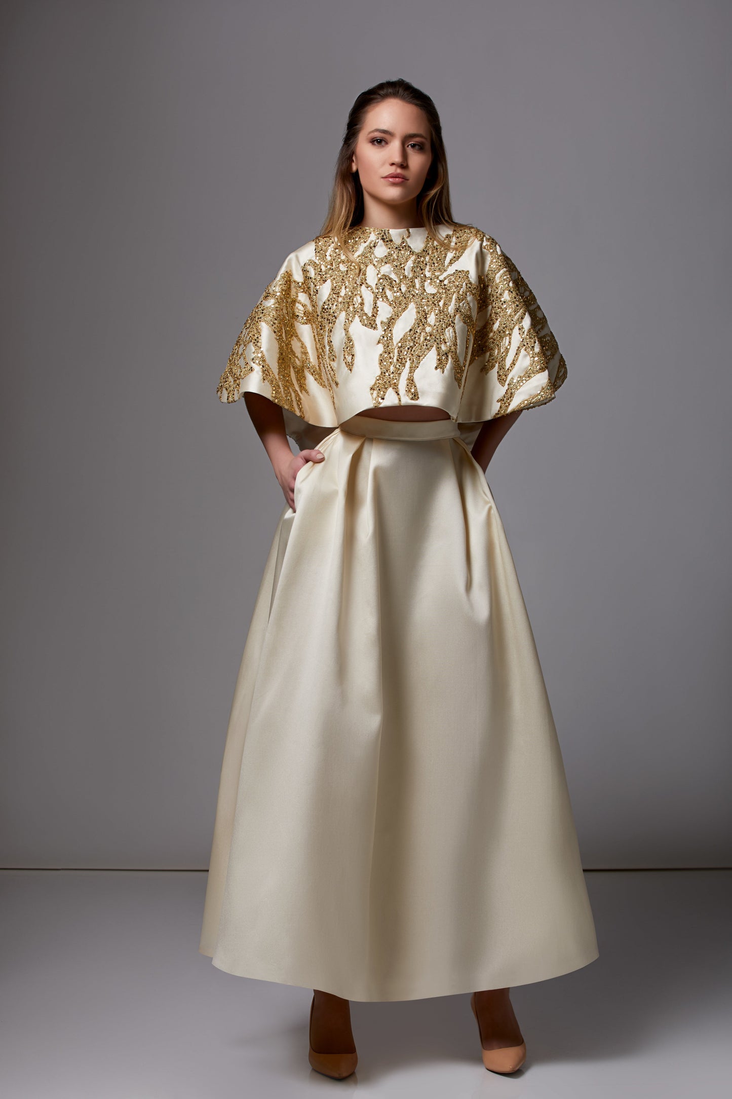 Embroidered Top and Midi Skirt