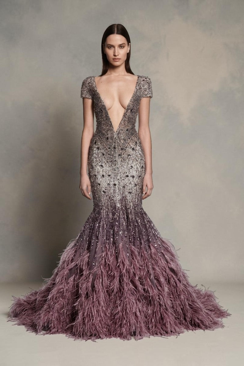 Beaded Plunge Gown