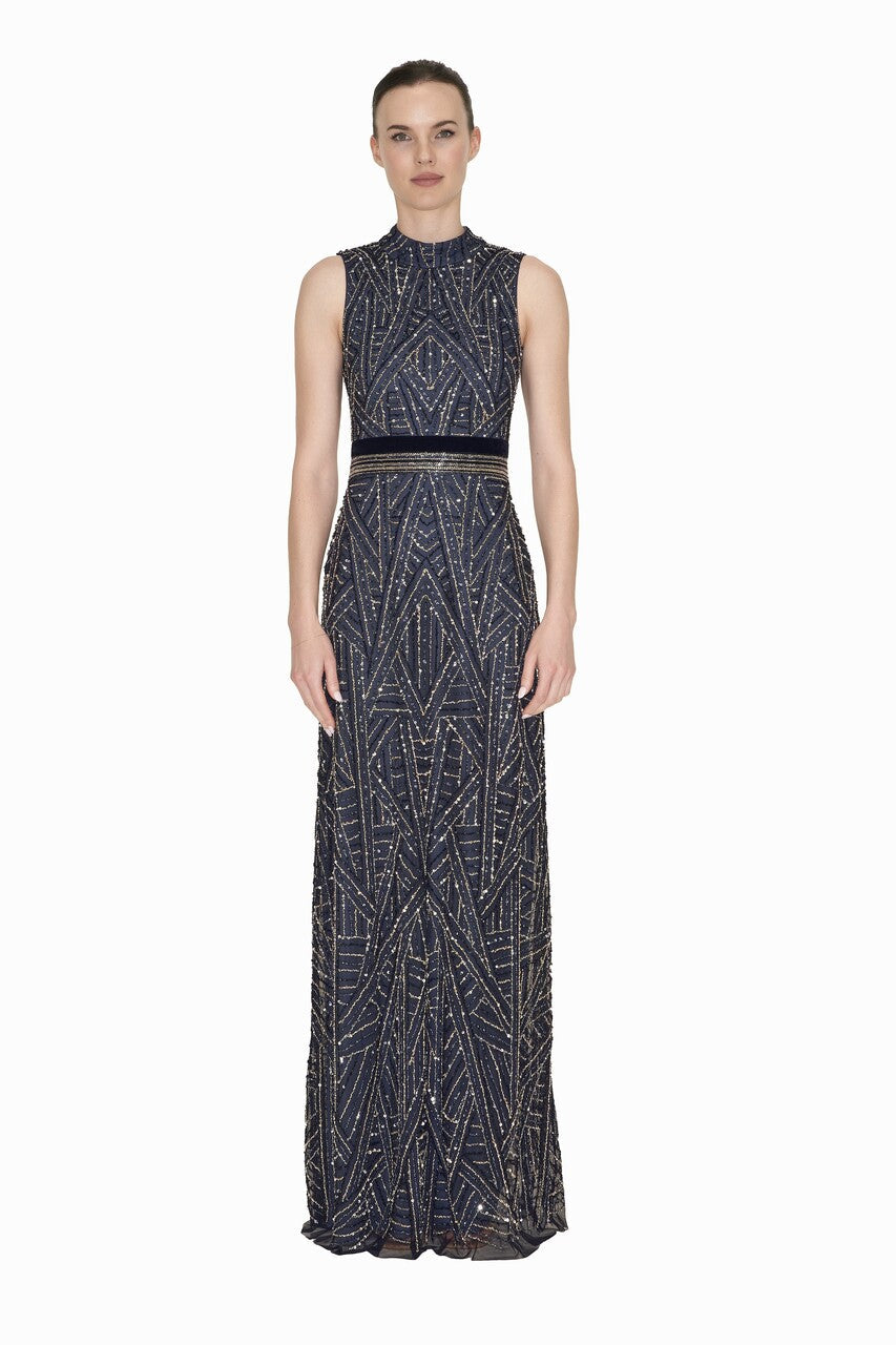 Sleeveless Beaded Gown