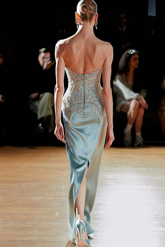 Strapless Embellished Maxi Dress
