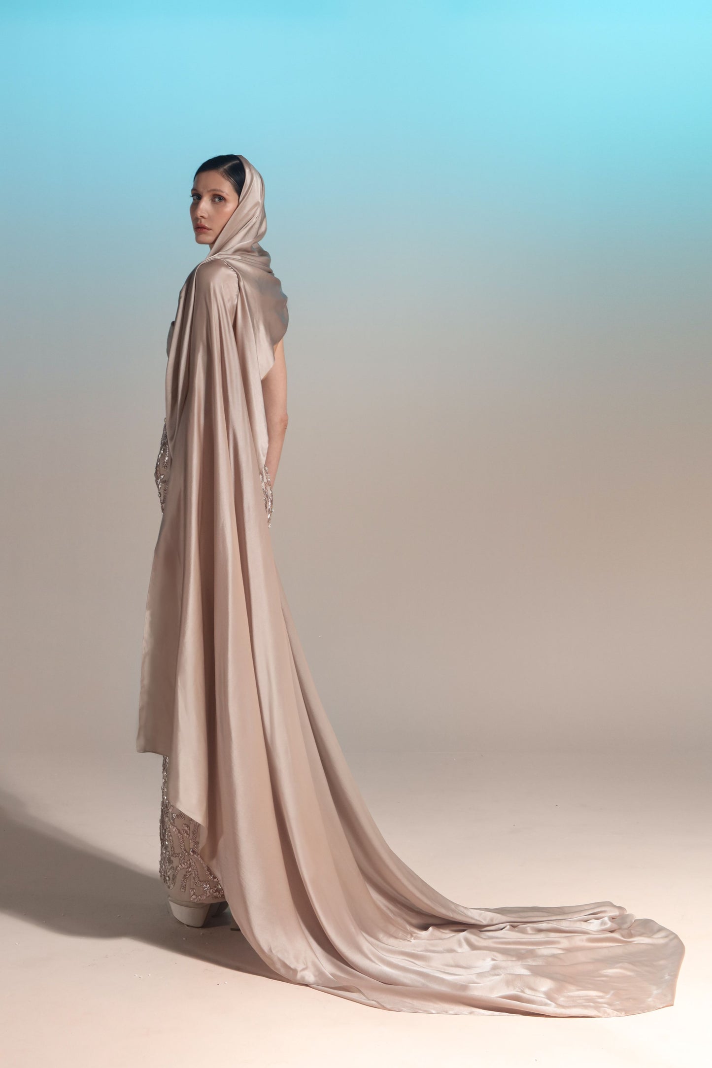 Asymmetrical Satin Gown