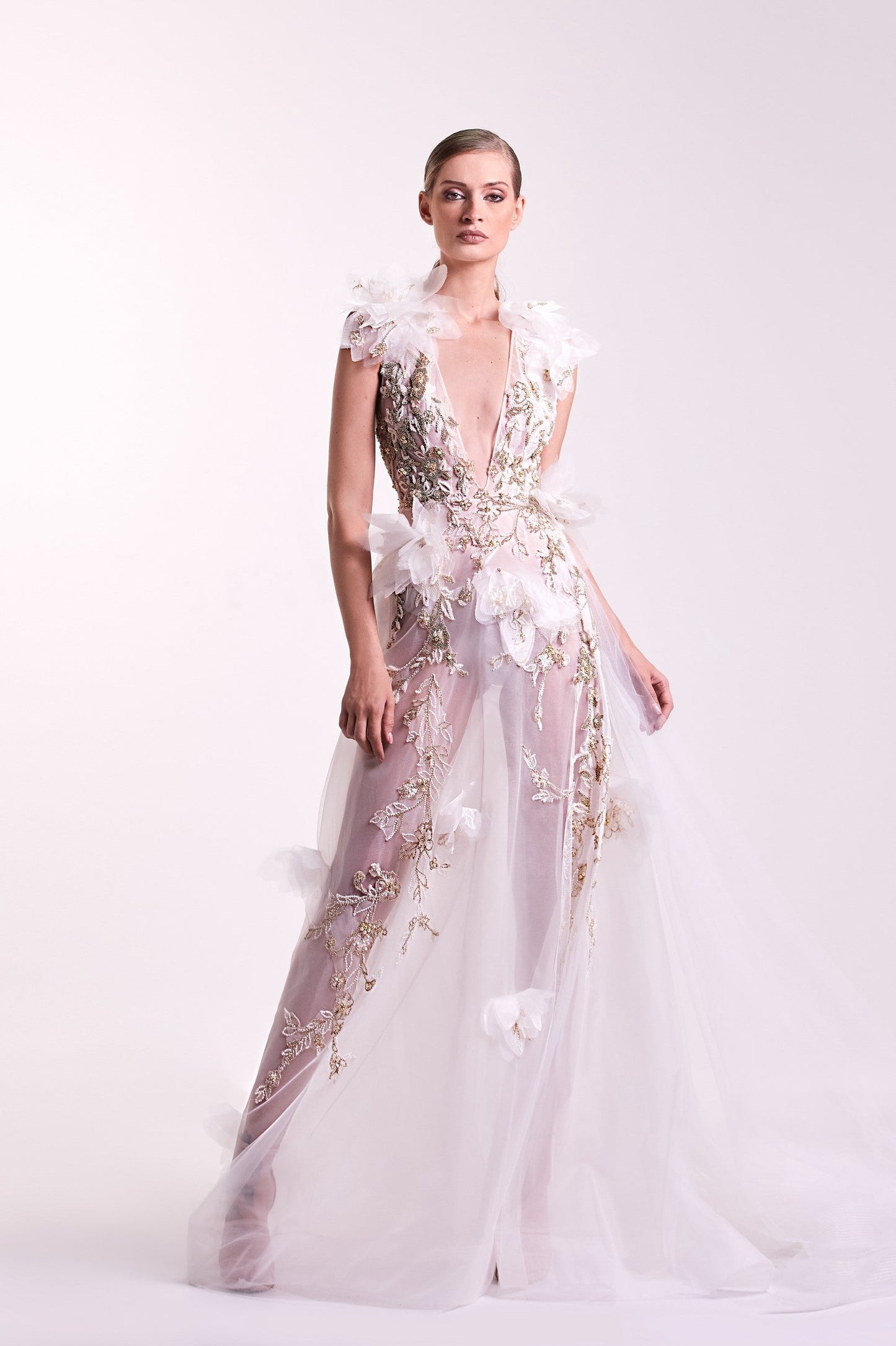 Tulle Gown with Beading