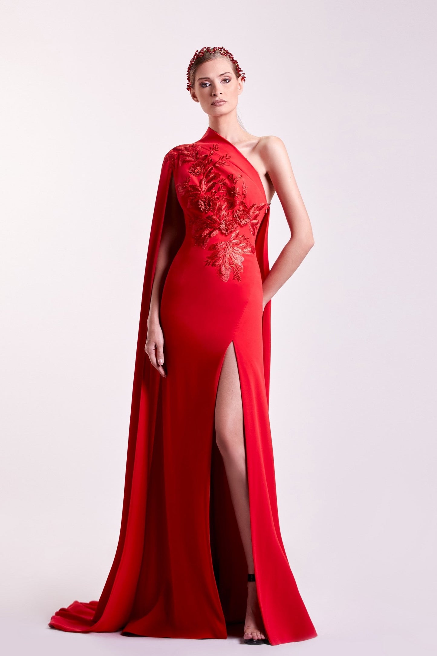 Crepe with Lace Gown