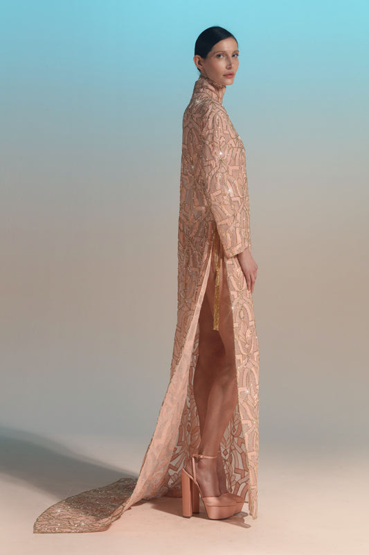 Long Sleeve Turtle-Neck Gown