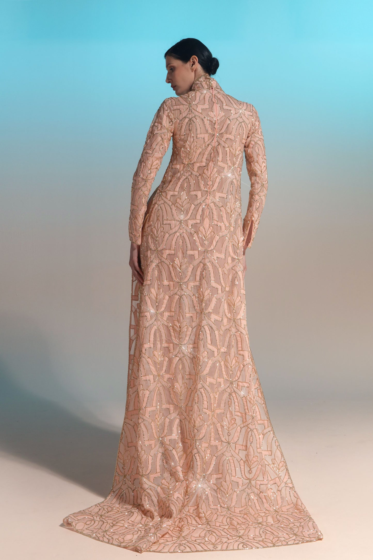 Long Sleeve Turtle-Neck Gown