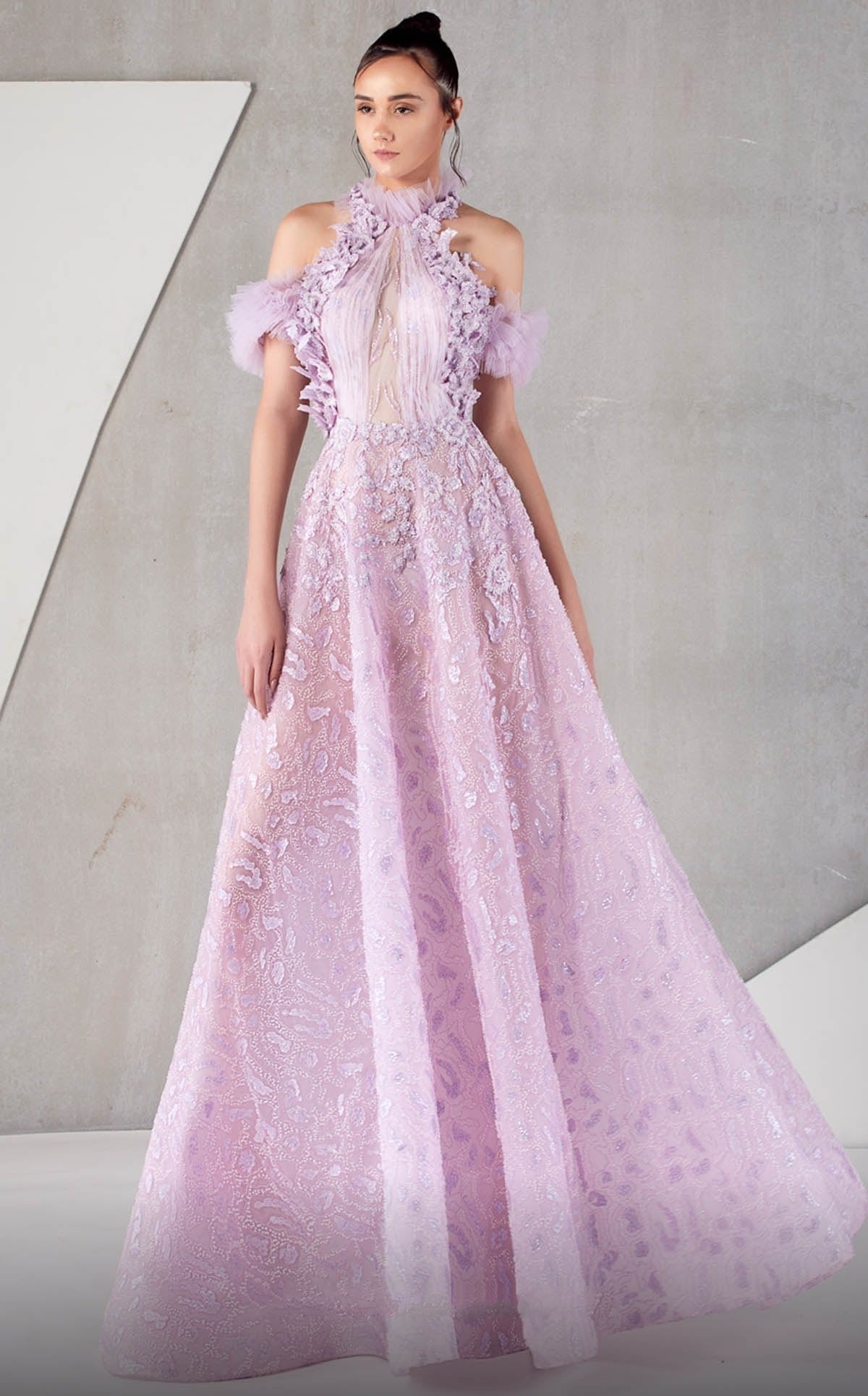 Cold Shoulder A-Line Gown