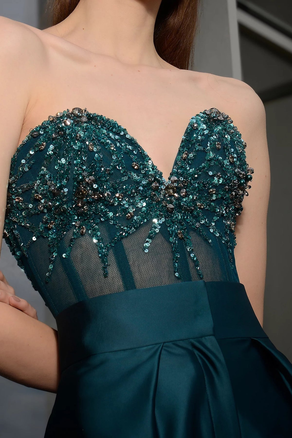 Strapless Satin Two-Piece
