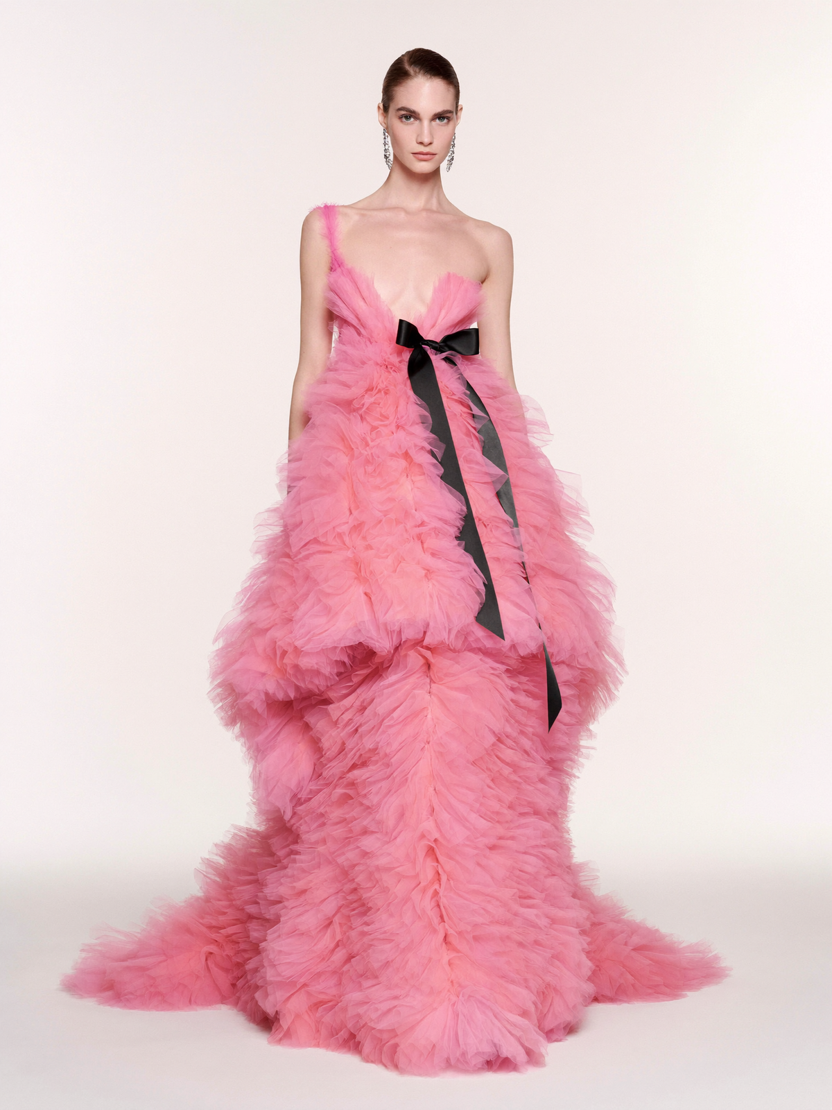 One-Shoulder Ruffle Ball Gown