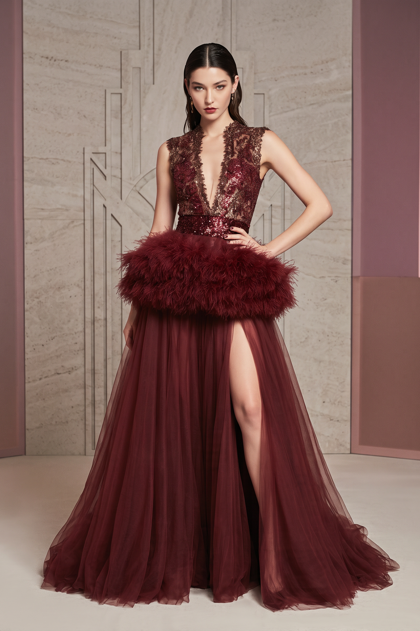Sleeveless V-Neck Gown