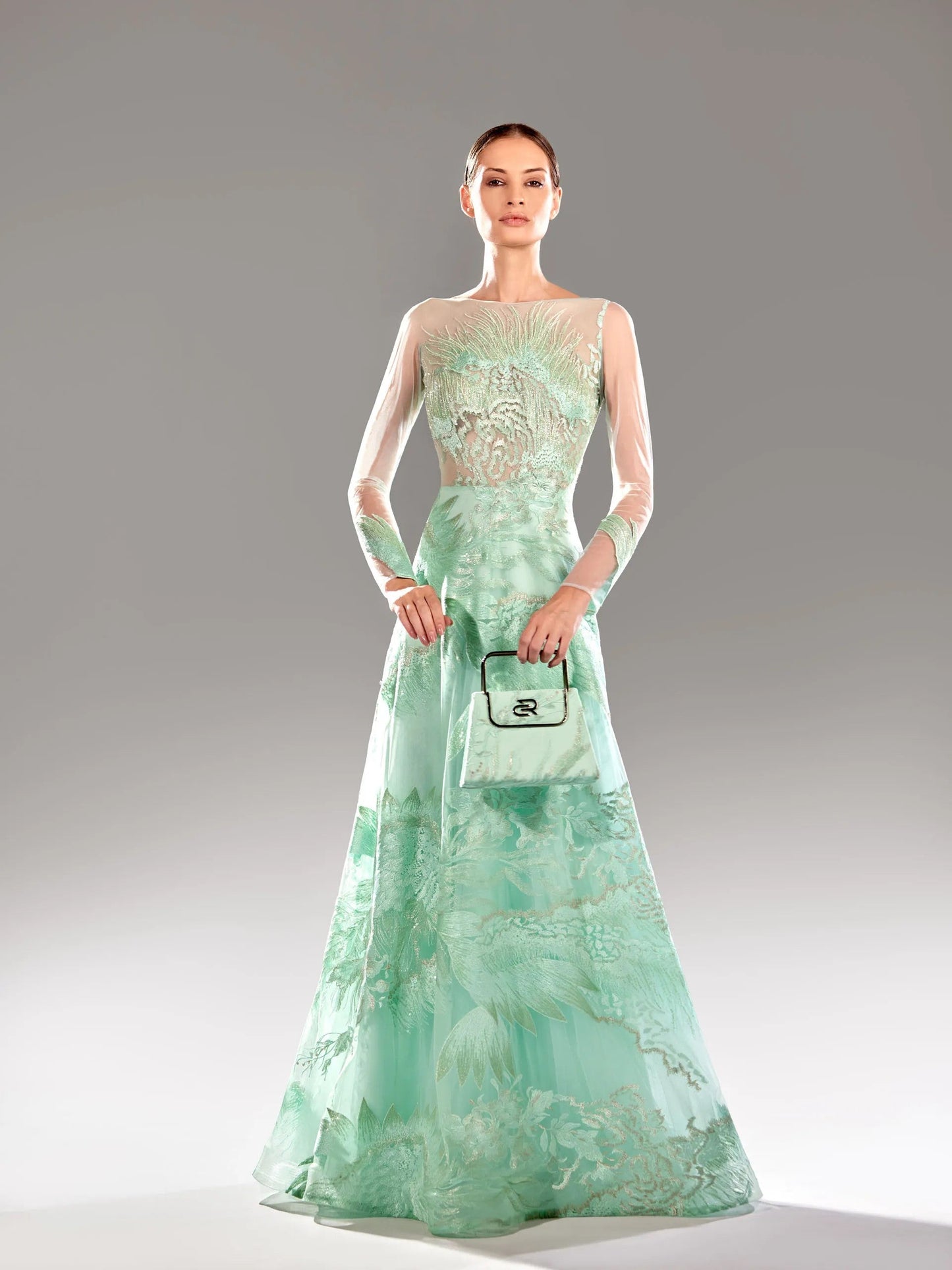 Long Sleeve Silk Thread Gown