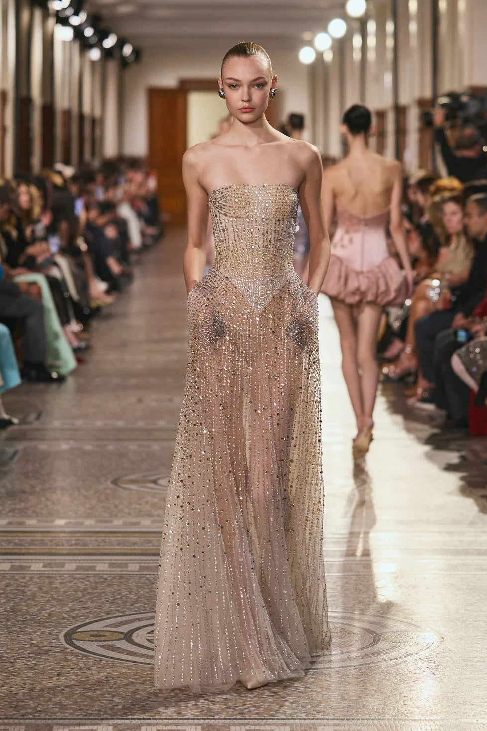 Strapless Sequin Gown