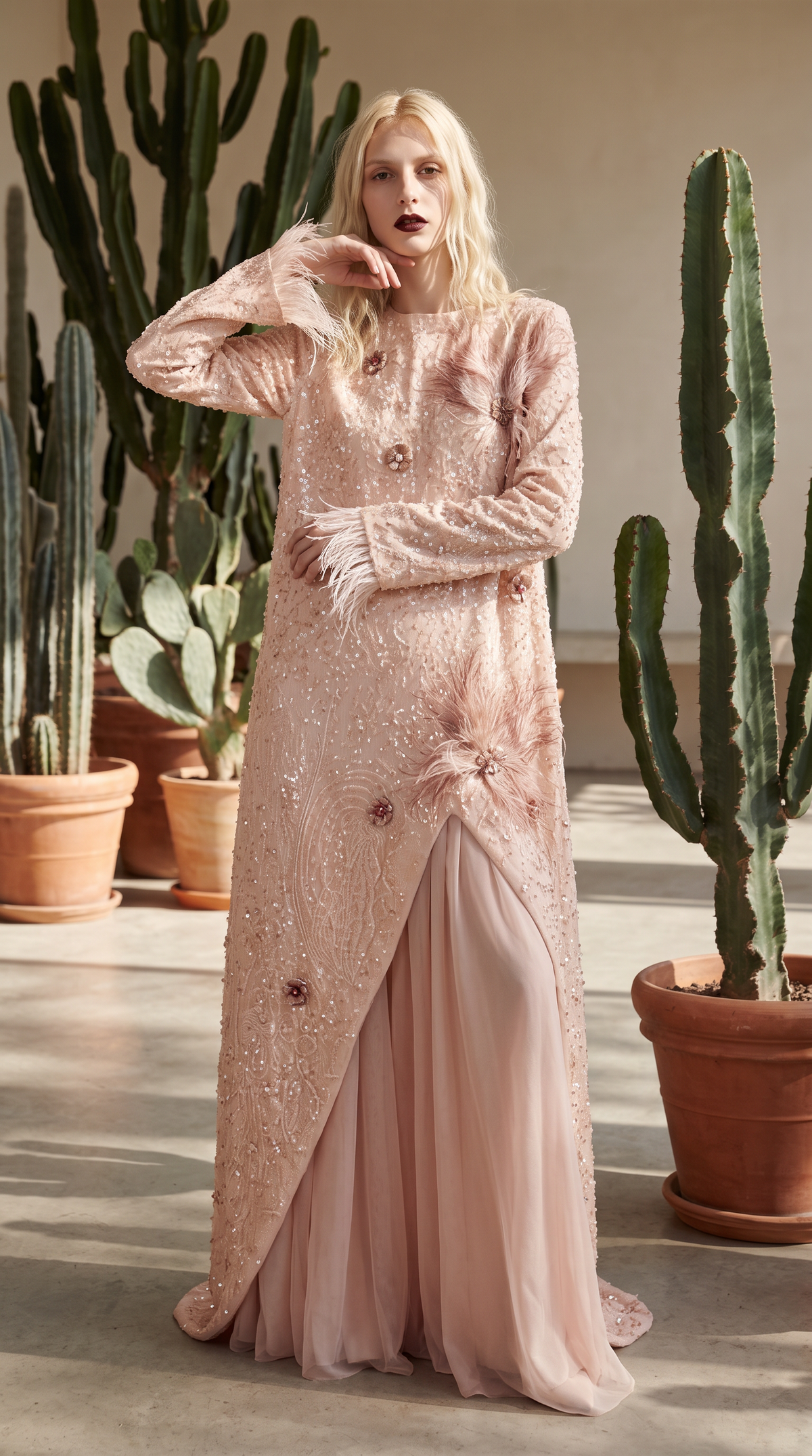 Long Sleeve Embroidered Gown