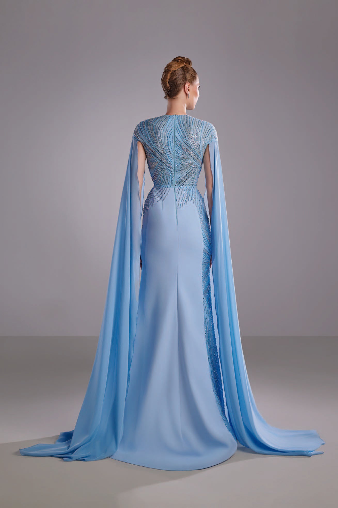 Crepe Dress with Chiffon