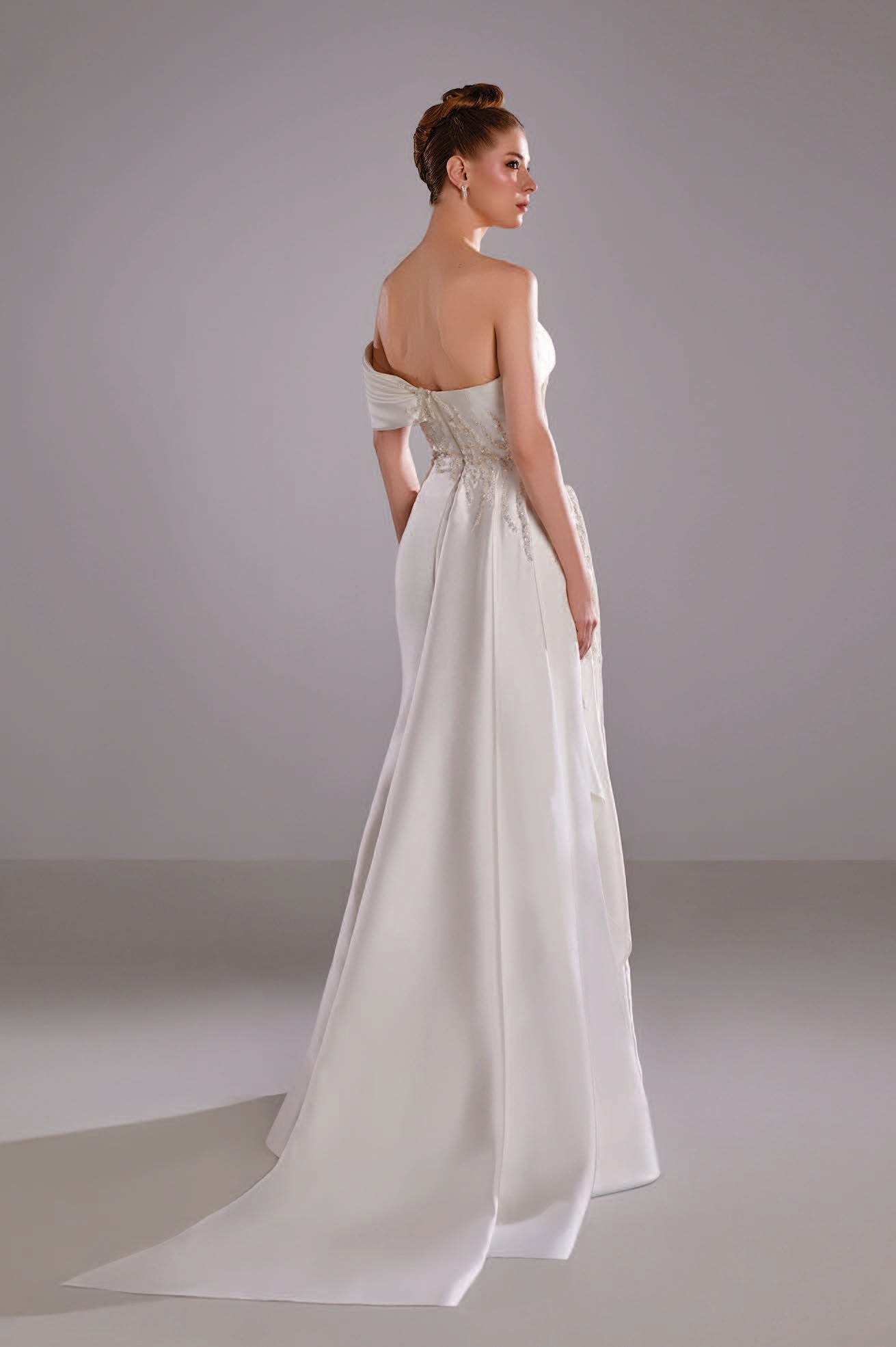 Embroidered Mikado Off White Dress