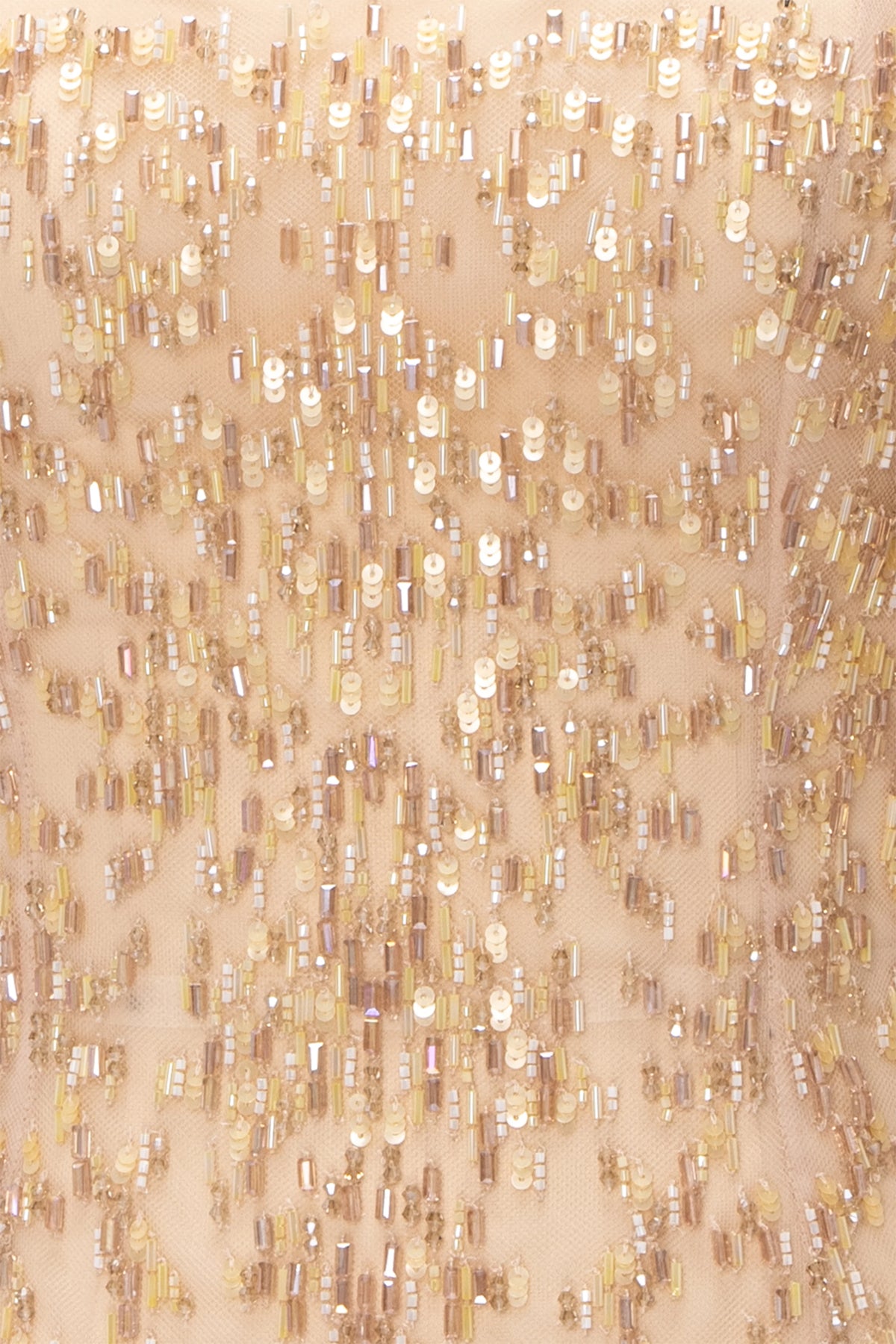 Fully Beaded Puff Sleeve Column Gown