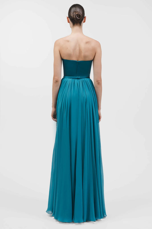 Strapless Asymmetrically Draped Muslin Gown