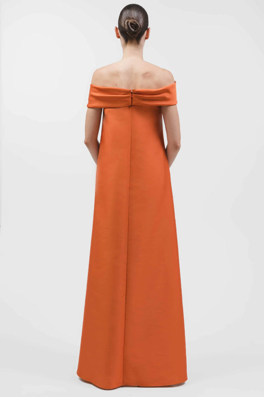 Off-Shoulder Embroidered Column Gown