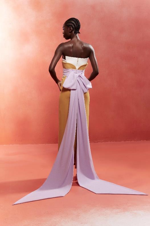 Strapless Crêpe Gown with Embroidery