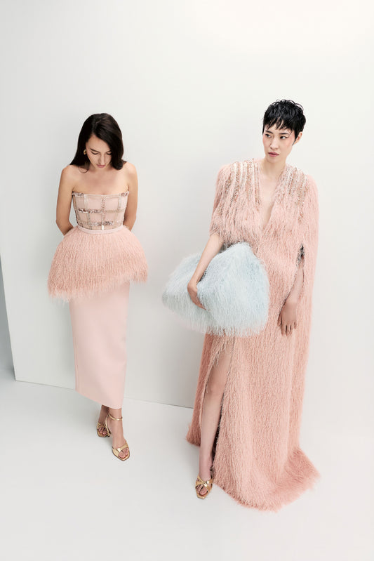 Strapless Peplum Fringe Dress