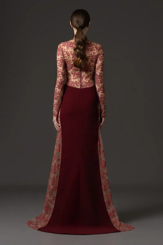 Lace Bodice CrΓͺpe Gown