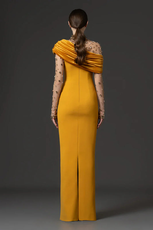 One-Shoulder Crêpe Dress