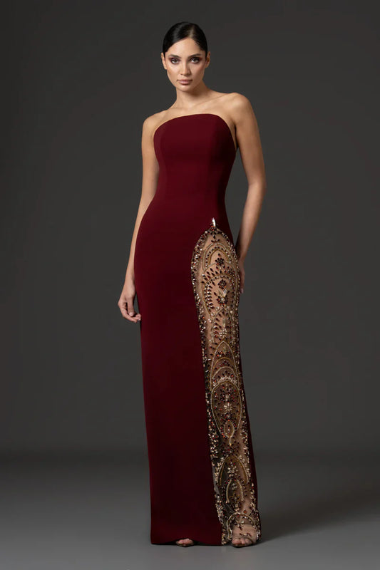Strapless Embroidered Dress