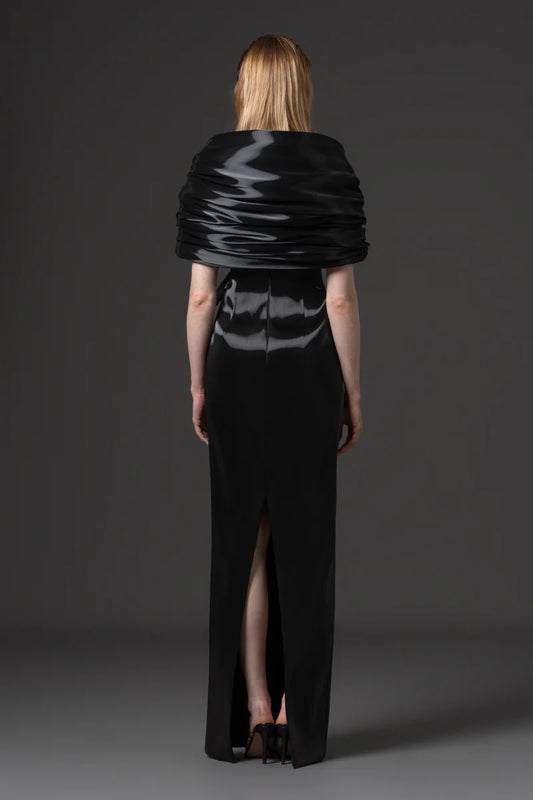 Off-Shoulder Liquid Gazar Dress