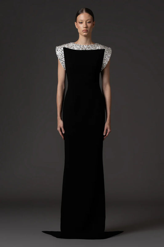 Black Crêpe Dress with White Radzimir