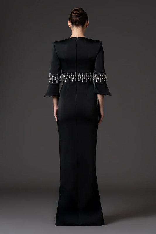 Black Scuba Crêpe Tailored Dress