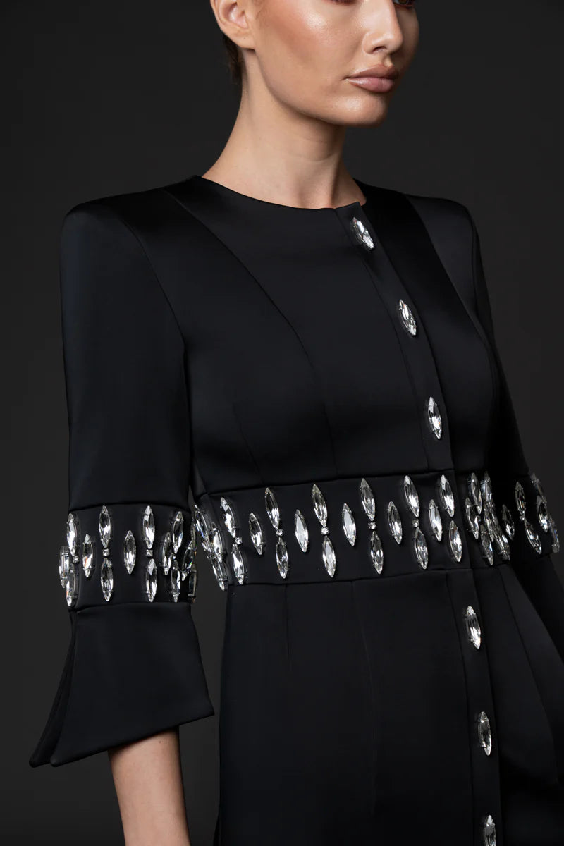 Black Scuba Crêpe Tailored Dress