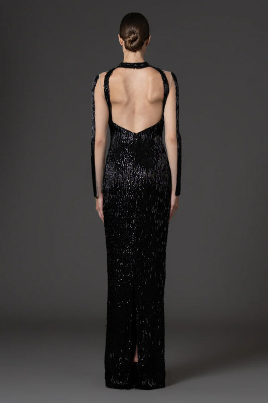 Sequin & Bugle Bead Embroidered Dress