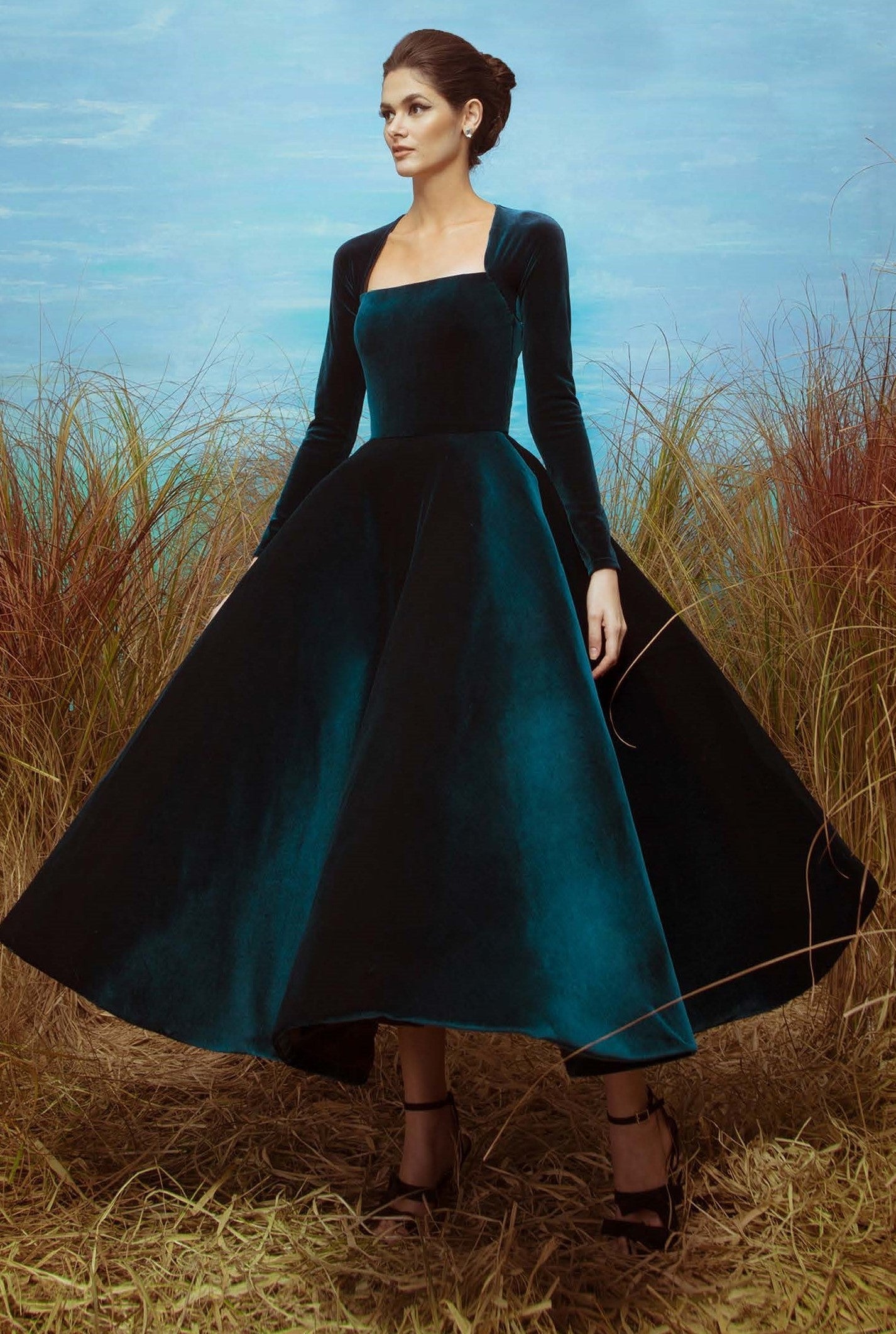 Long Sleeve Velvet Dress