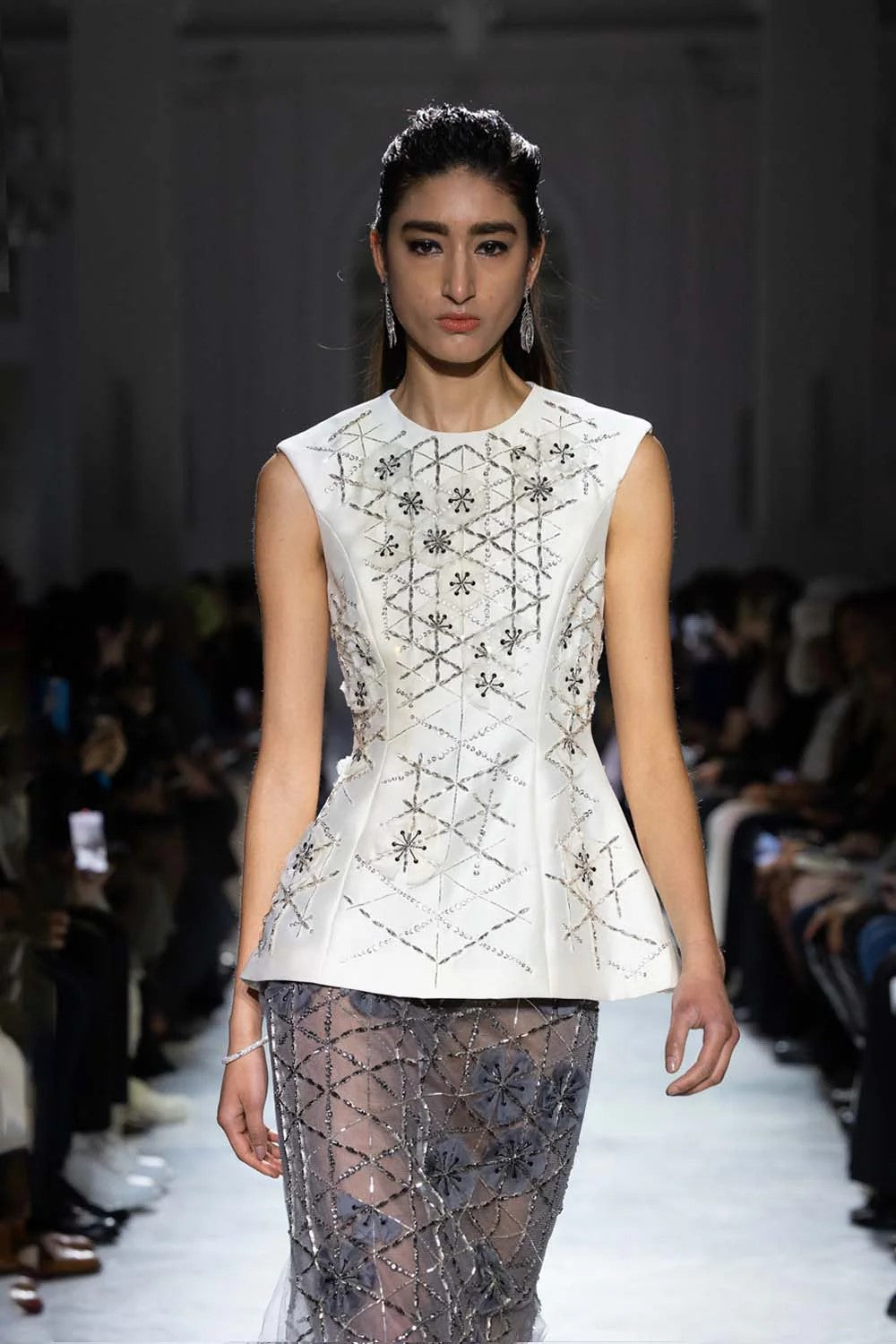 Crystal Lattice Embroidery Top